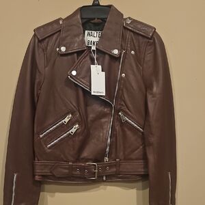 Walter Baker Dark Brown Leather Biker Jacket